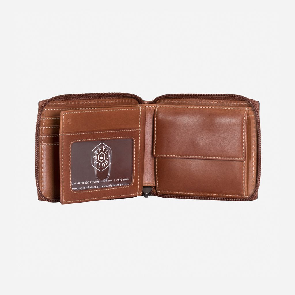Jekyll & Hide Texas Large Zip Around Wallet With Coin, Clay - Love Luggage