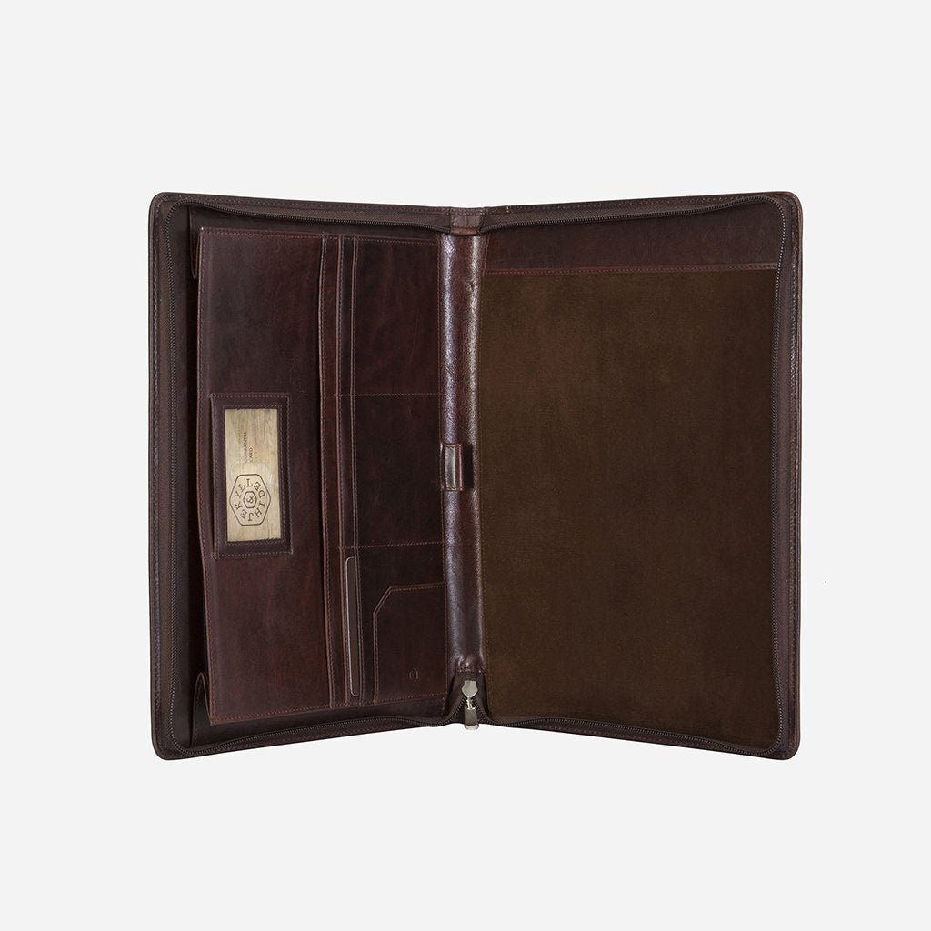 Jekyll & Hide Zip Around A4 Folder, Mocha - Love Luggage