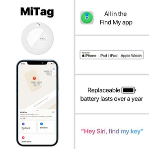 MiTag - Luggage Tracker - Works With "Find My - 5 Pack - Love Luggage