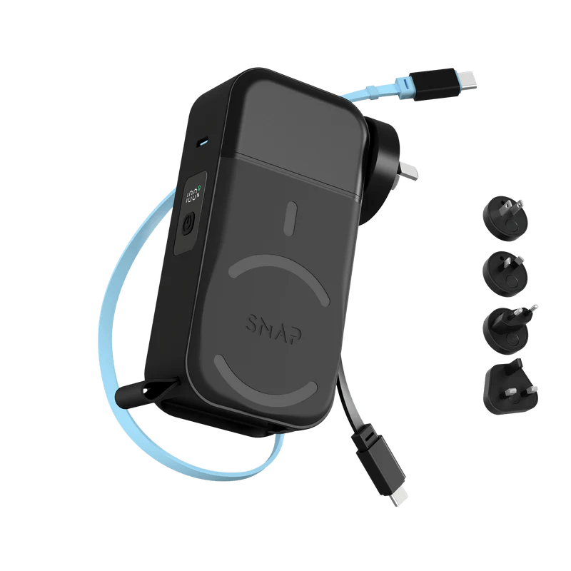 PowerPack Universal 2 - 6 in 1 Travel Power Bank ( Duel USB - C ) 10,000mAh Black - Love Luggage