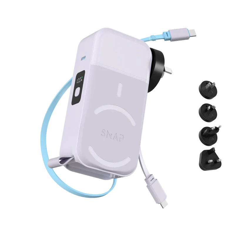 PowerPack Universal 2 - 6 in 1 Travel Power Bank ( Duel USB - C ) 10,000mAh Lavender Purple - Love Luggage