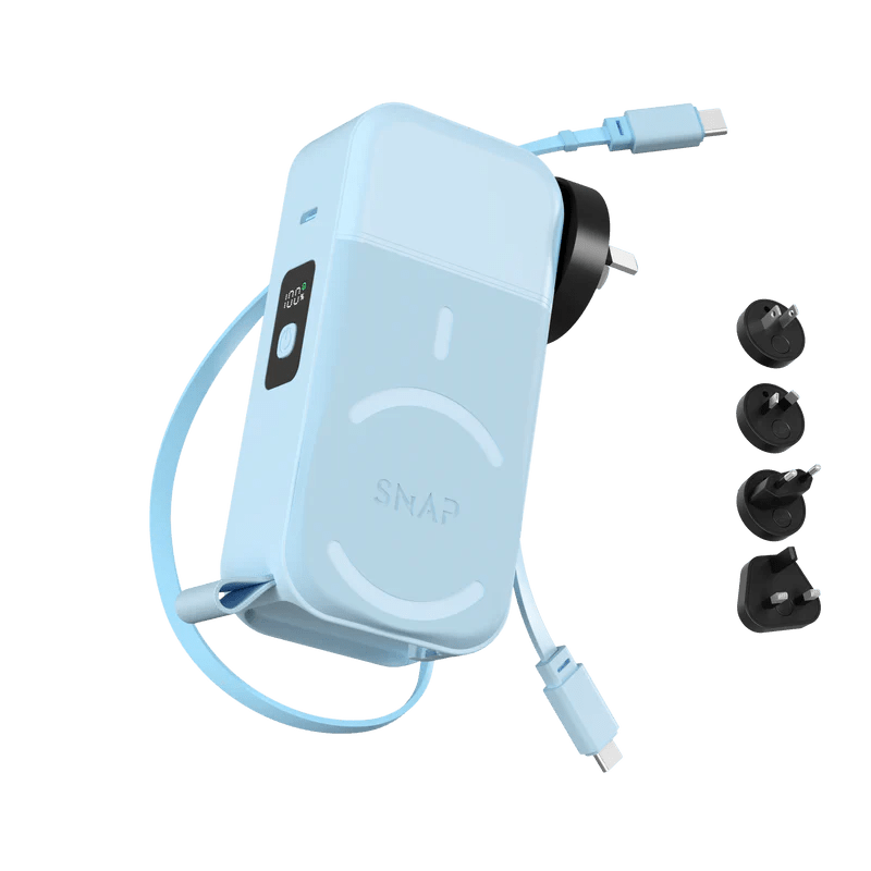 PowerPack Universal 2 - 6 in 1 Travel Power Bank ( Duel USB - C ) 10,000mAh Sky Blue - Love Luggage