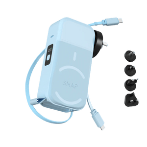PowerPack Universal 2 - 6 in 1 Travel Power Bank ( Duel USB - C ) 10,000mAh Sky Blue - Love Luggage