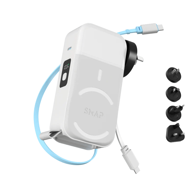 PowerPack Universal 2 - 6 in 1 Travel Power Bank ( Duel USB - C ) 10,000mAh White - Love Luggage