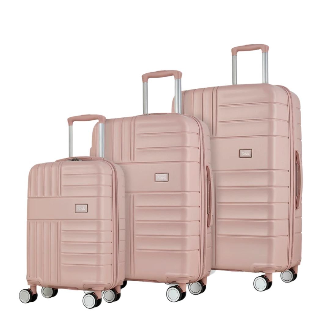 Rock Aspen 3 Piece Hardsided Suitcase Set - Pink - Love Luggage