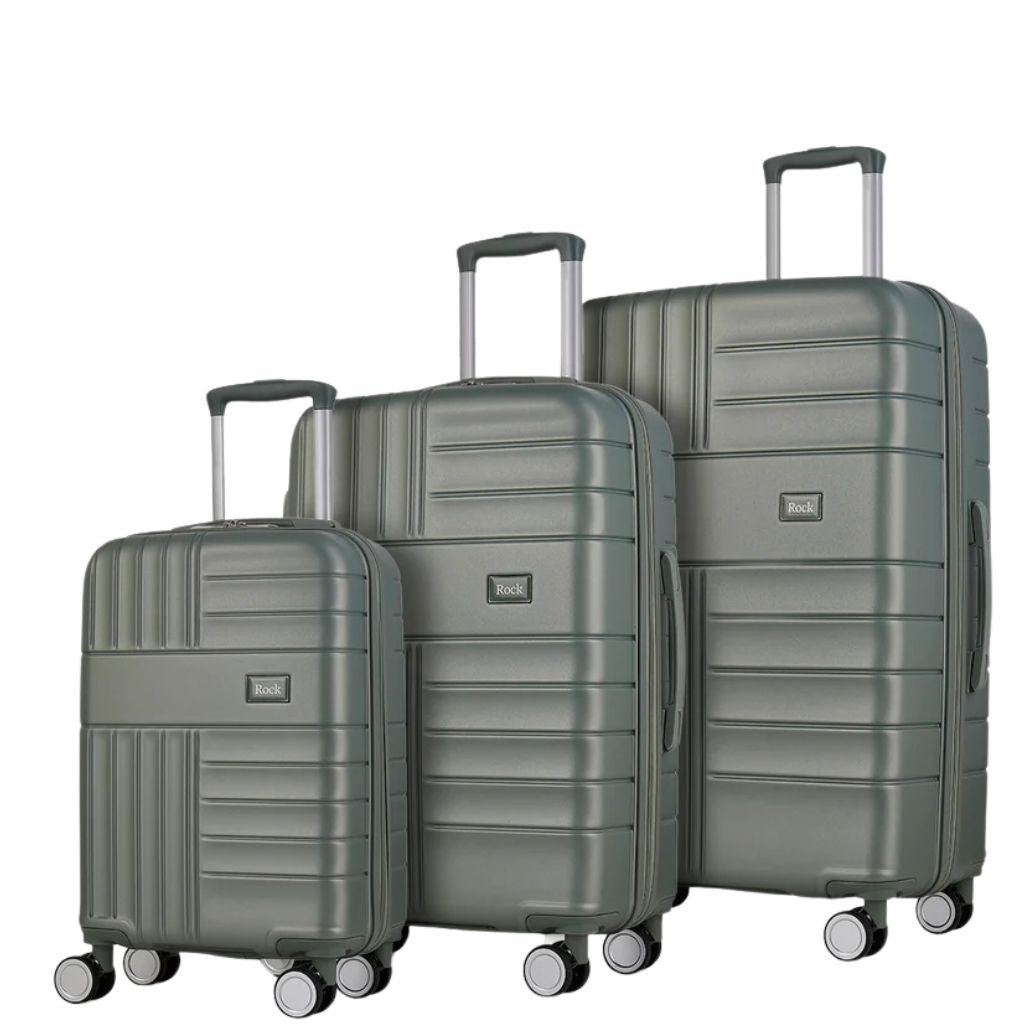 Rock Aspen 3 Piece Hardsided Suitcase Set - Sage Green - Love Luggage