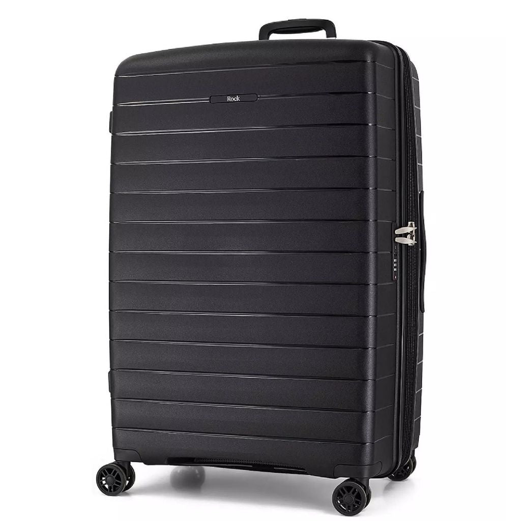 Rock Palma 3 Pce Set Lightweight Hardsided Suitcase - Black - Love Luggage