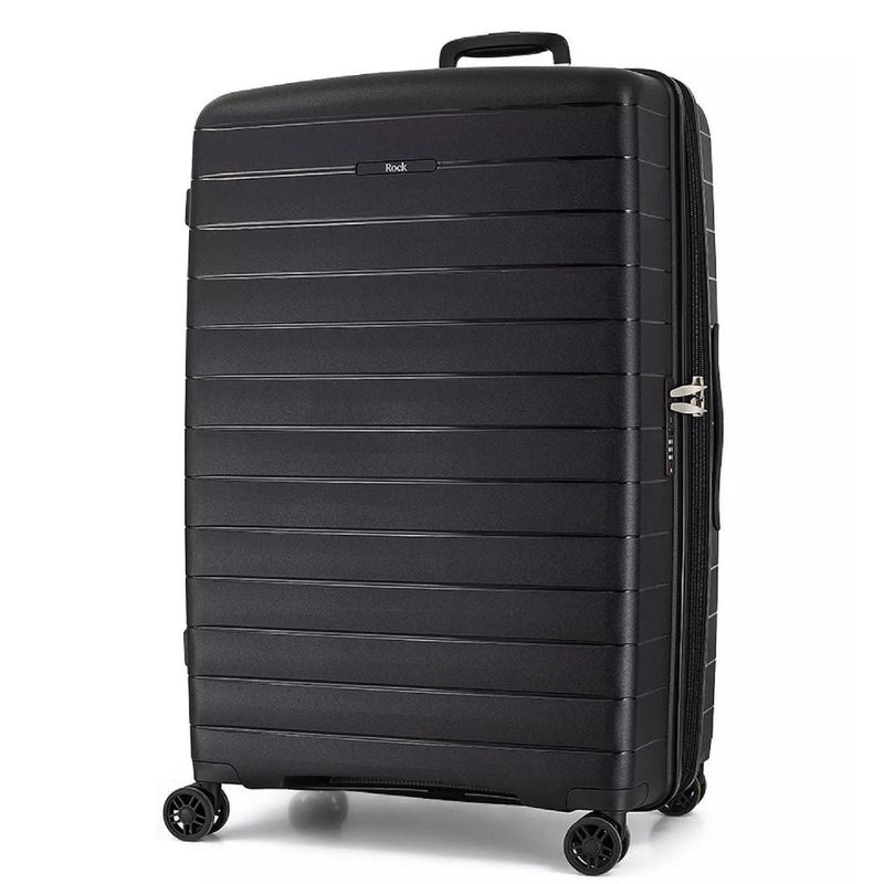 Rock Palma 3 Pce Set Lightweight Hardsided Suitcase - Black - Love Luggage