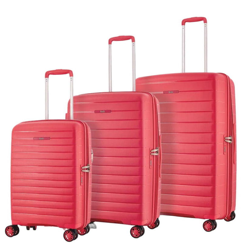 Rock Palma 3 Pce Set Lightweight Hardsided Suitcase - Coral - Love Luggage