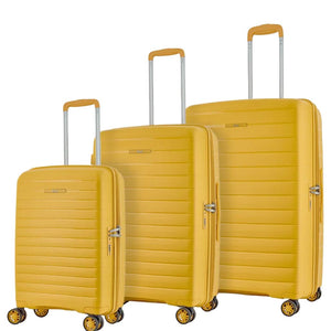 Rock Palma 3 Pce Set Lightweight Hardsided Suitcase - Yellow - Love Luggage
