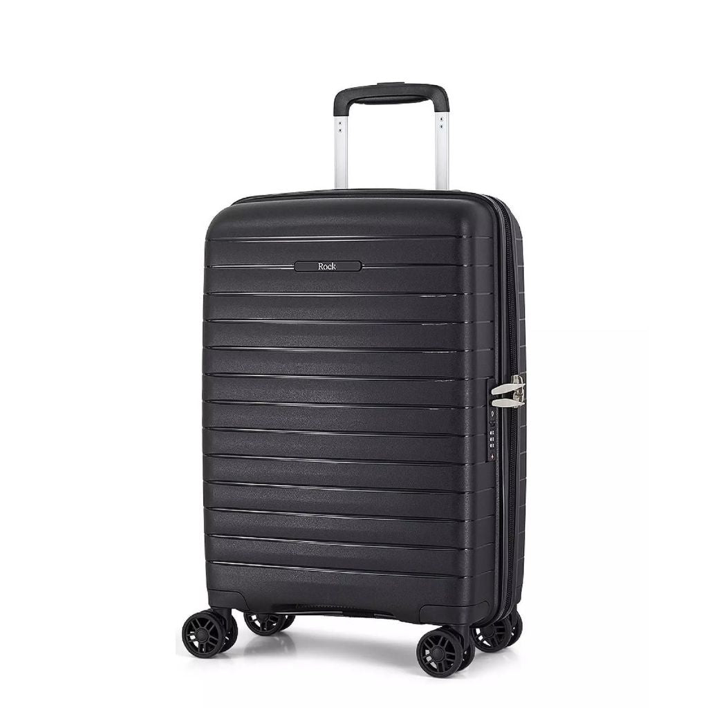 Rock Palma Carry On Lightweight Hardsided Suitcase - Black - Love Luggage