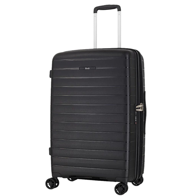 Rock Palma Medium Lightweight Hardsided Suitcase - Black - Love Luggage