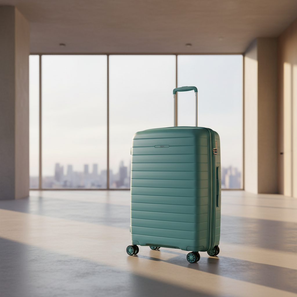 Rock Palma Medium Lightweight Hardsided Suitcase - Seafoam Blue - Love Luggage