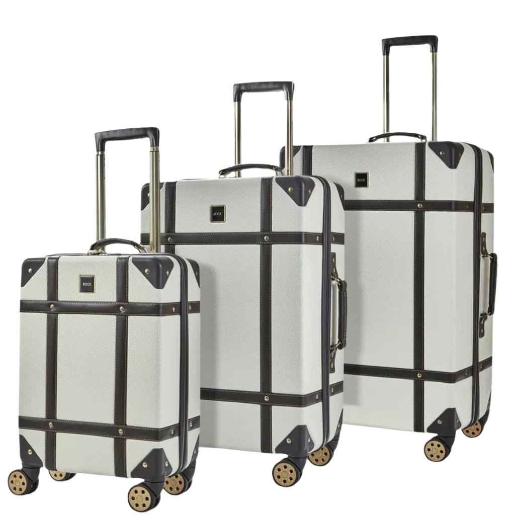 Rock Vintage 3 Piece Hardsided Luggage Set - Cream - Love Luggage