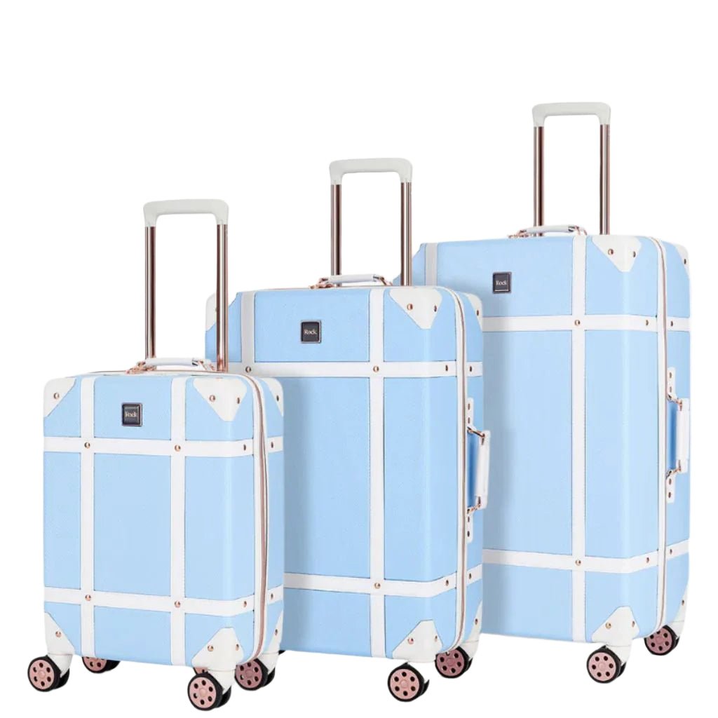 Rock Vintage 3 Piece Hardsided Luggage Set - Sky Blue - Love Luggage