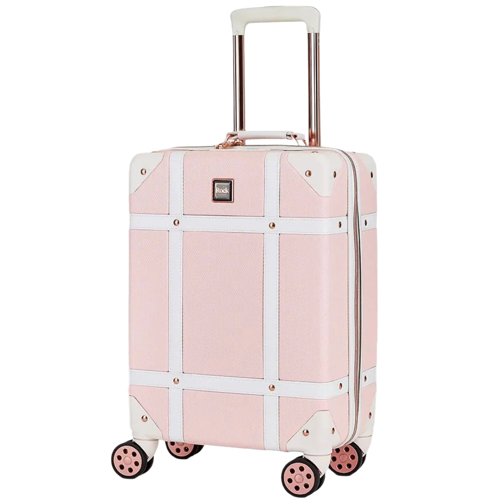 Rock Vintage 54cm Carry On Hardsided Luggage - Baby Pink - Love Luggage