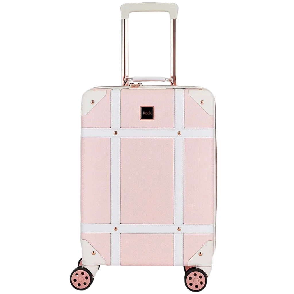 Rock Vintage 54cm Carry On Hardsided Luggage - Baby Pink - Love Luggage