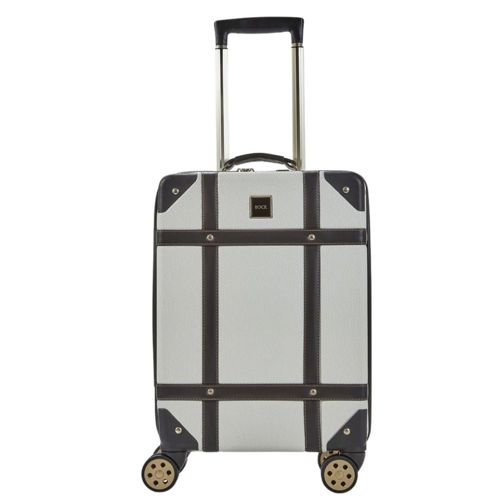 Rock Vintage 54cm Carry On Hardsided Luggage - Cream - Love Luggage