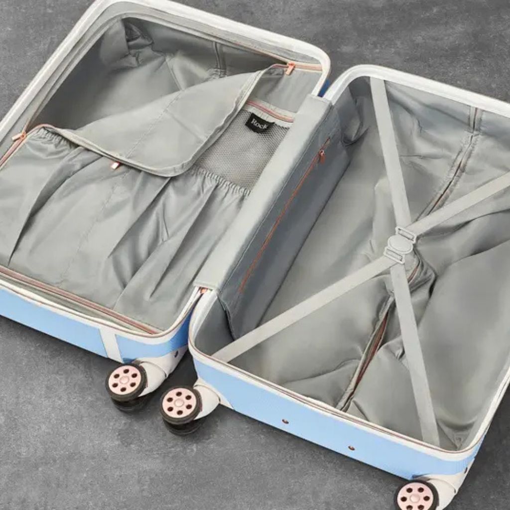 Rock Vintage 54cm Carry On Hardsided Luggage - Sky Blue - Love Luggage