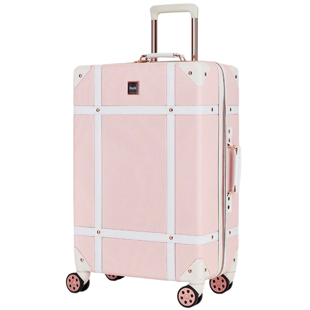 Rock Vintage 67cm Medium Hardsided Luggage - Baby Pink - Love Luggage