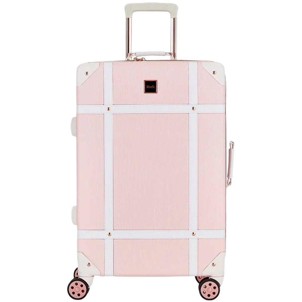 Rock Vintage 67cm Medium Hardsided Luggage - Baby Pink - Love Luggage