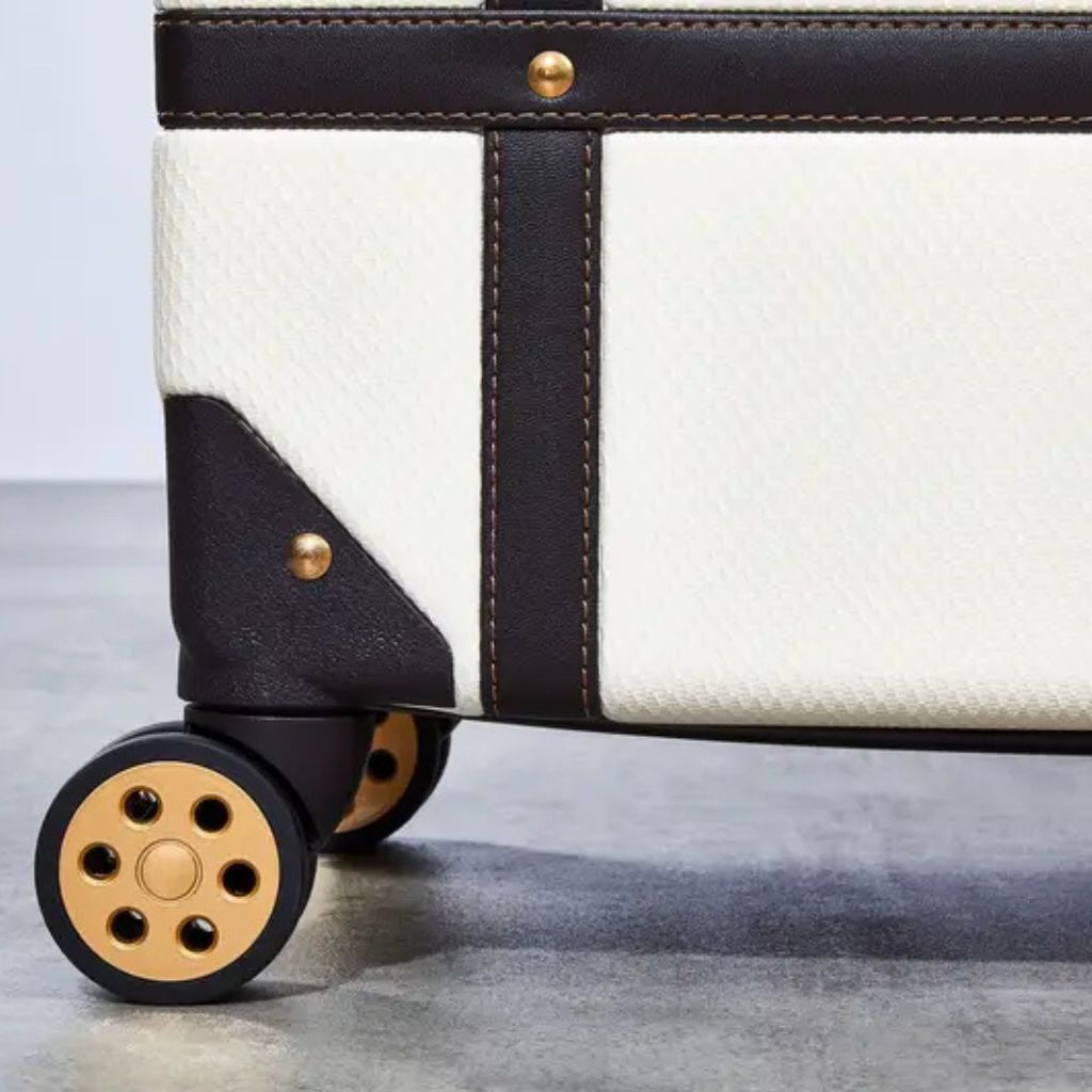 Rock Vintage 67cm Medium Hardsided Luggage - Cream - Love Luggage