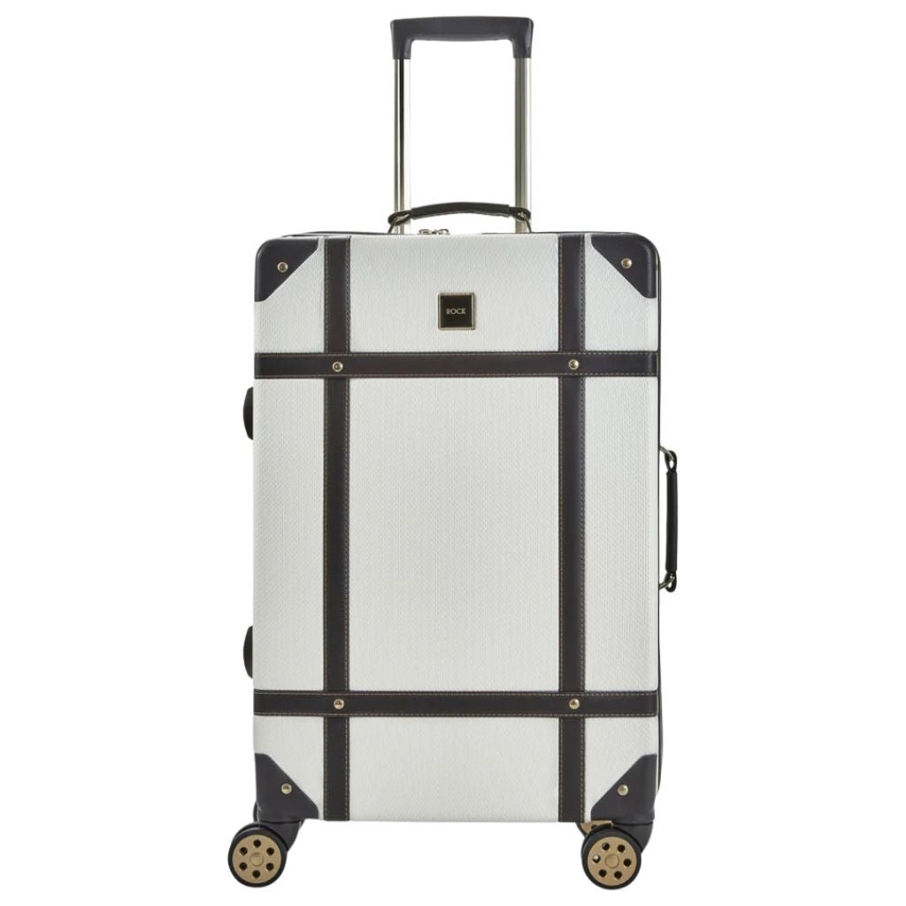 Rock Vintage 67cm Medium Hardsided Luggage - Cream - Love Luggage
