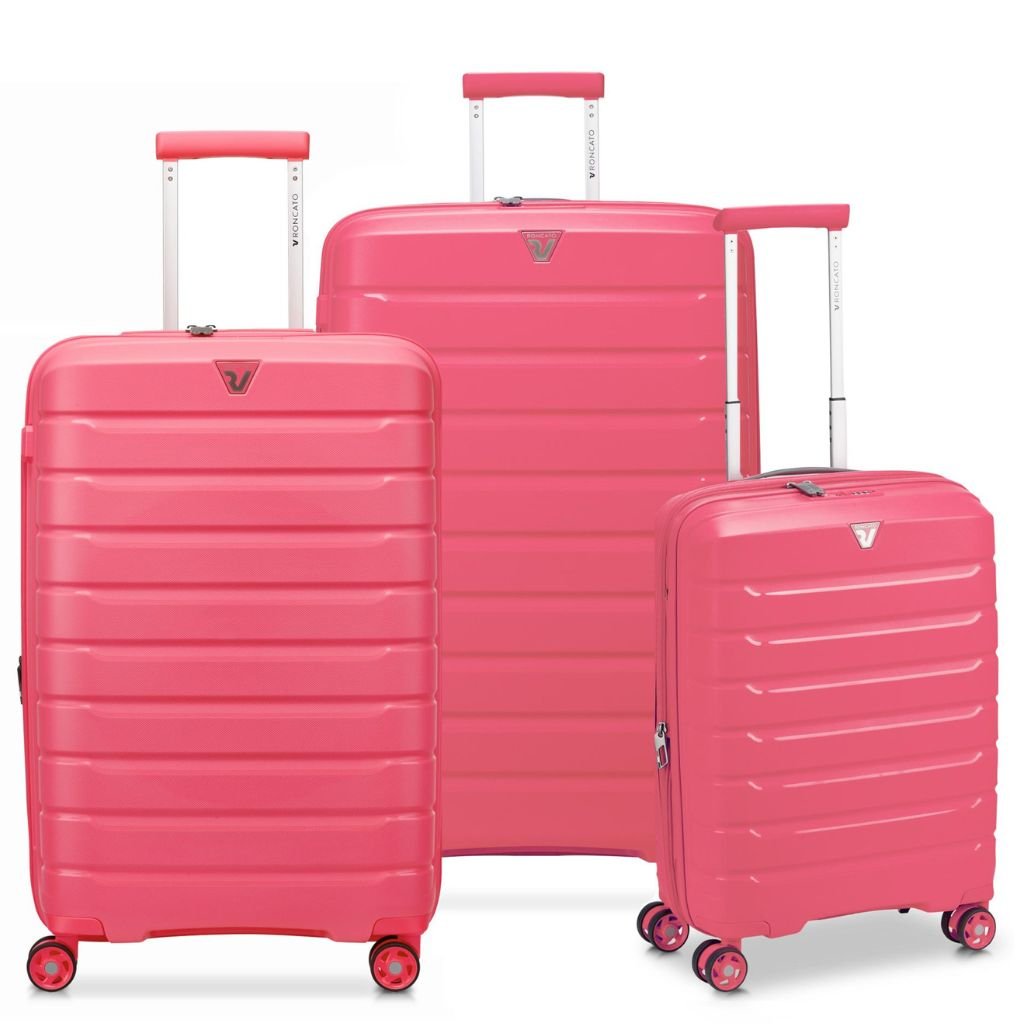 Roncato B Flying 3 Piece Lightweight EXP Spinner Luggage Set - Pink - Love Luggage