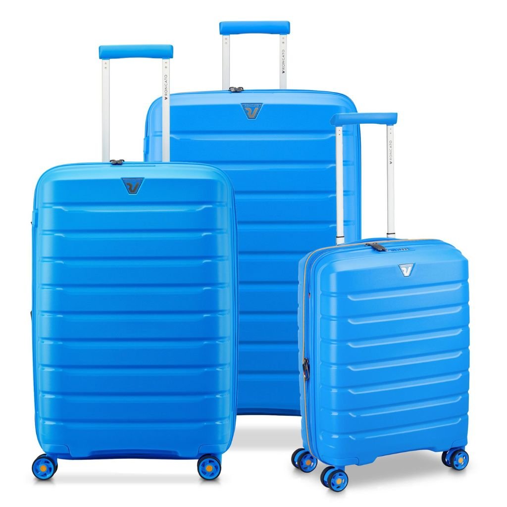 Roncato B Flying 3 Piece Lightweight EXP Spinner Luggage Set - Sky Blue - Love Luggage