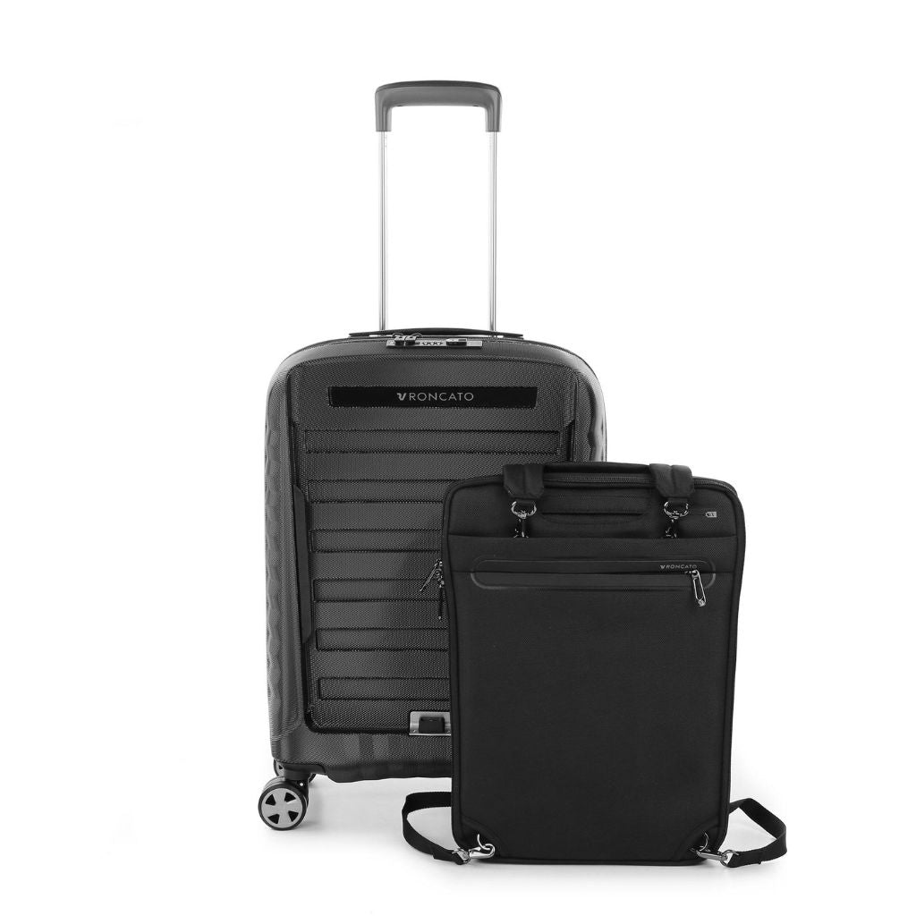 Roncato Carry On Suitcase With Laptop Sleeve - Black - Love Luggage