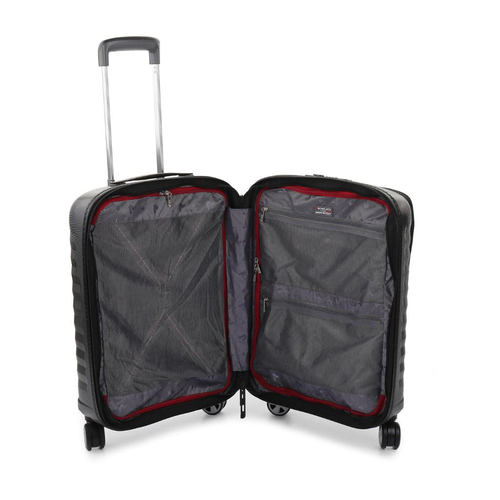 Roncato Carry On Suitcase With Laptop Sleeve - Black - Love Luggage