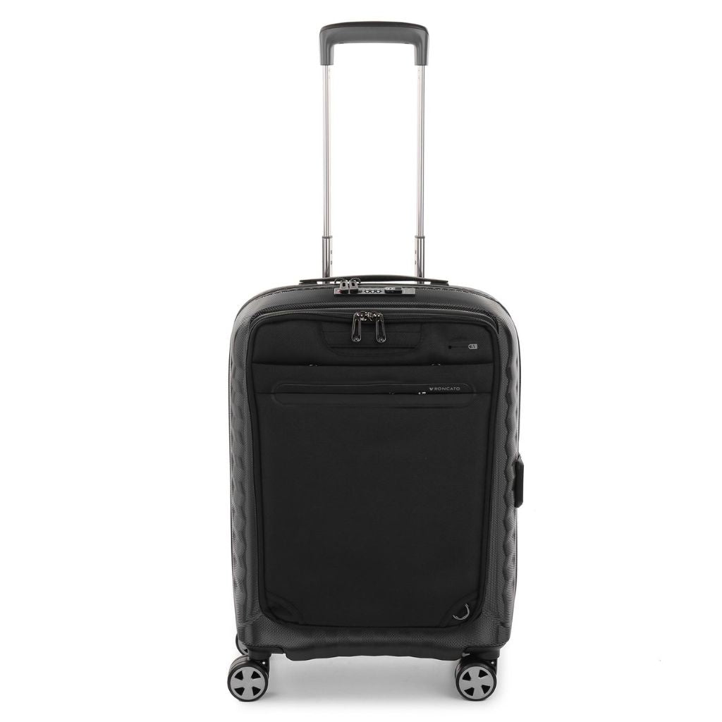 Roncato Carry On Suitcase With Laptop Sleeve - Black - Love Luggage