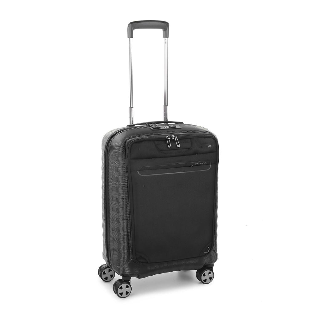 Roncato Carry On Suitcase With Laptop Sleeve - Black - Love Luggage