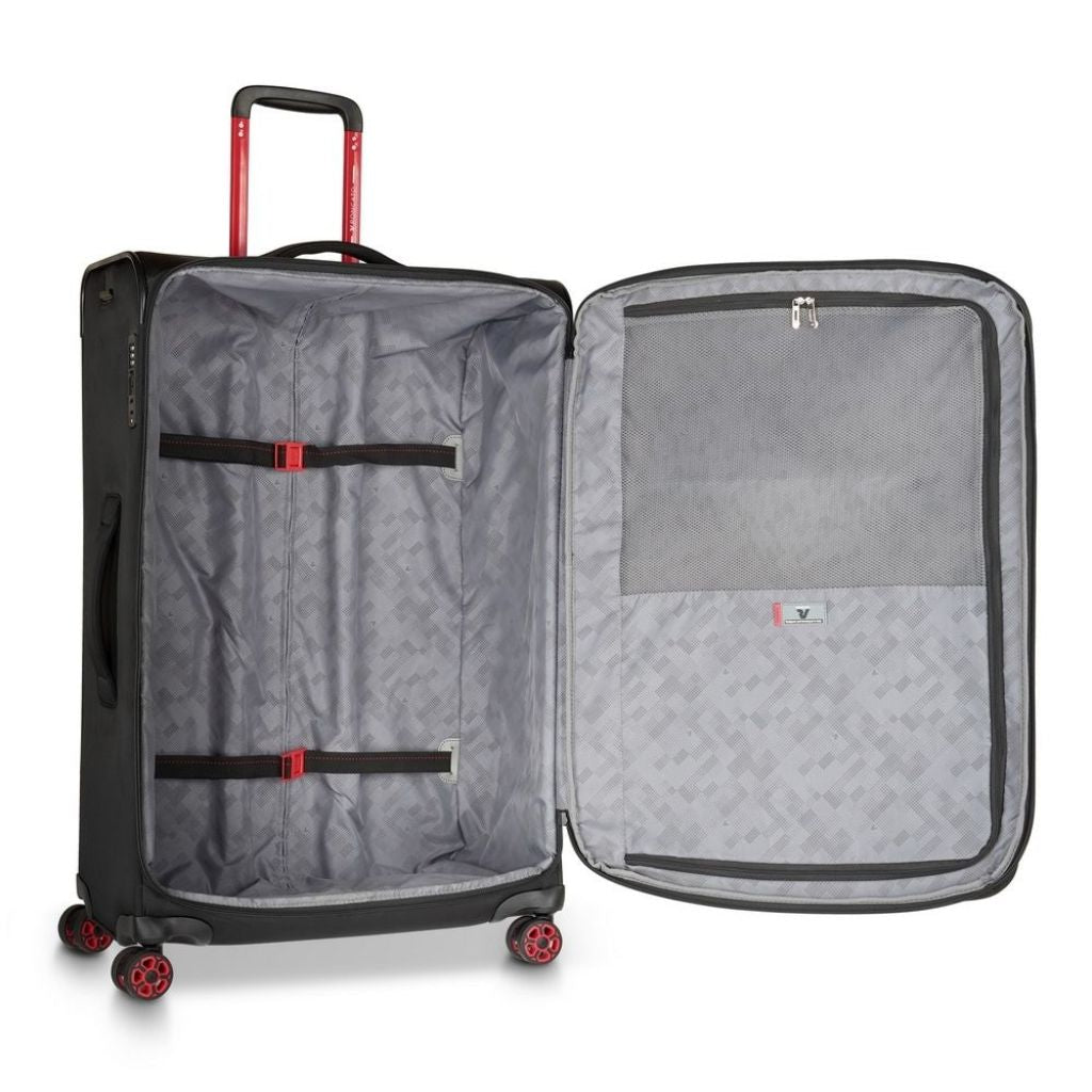 Roncato Move 77cm Large 3.8Kg Lightweight Luggage - Smoke Black - Love Luggage