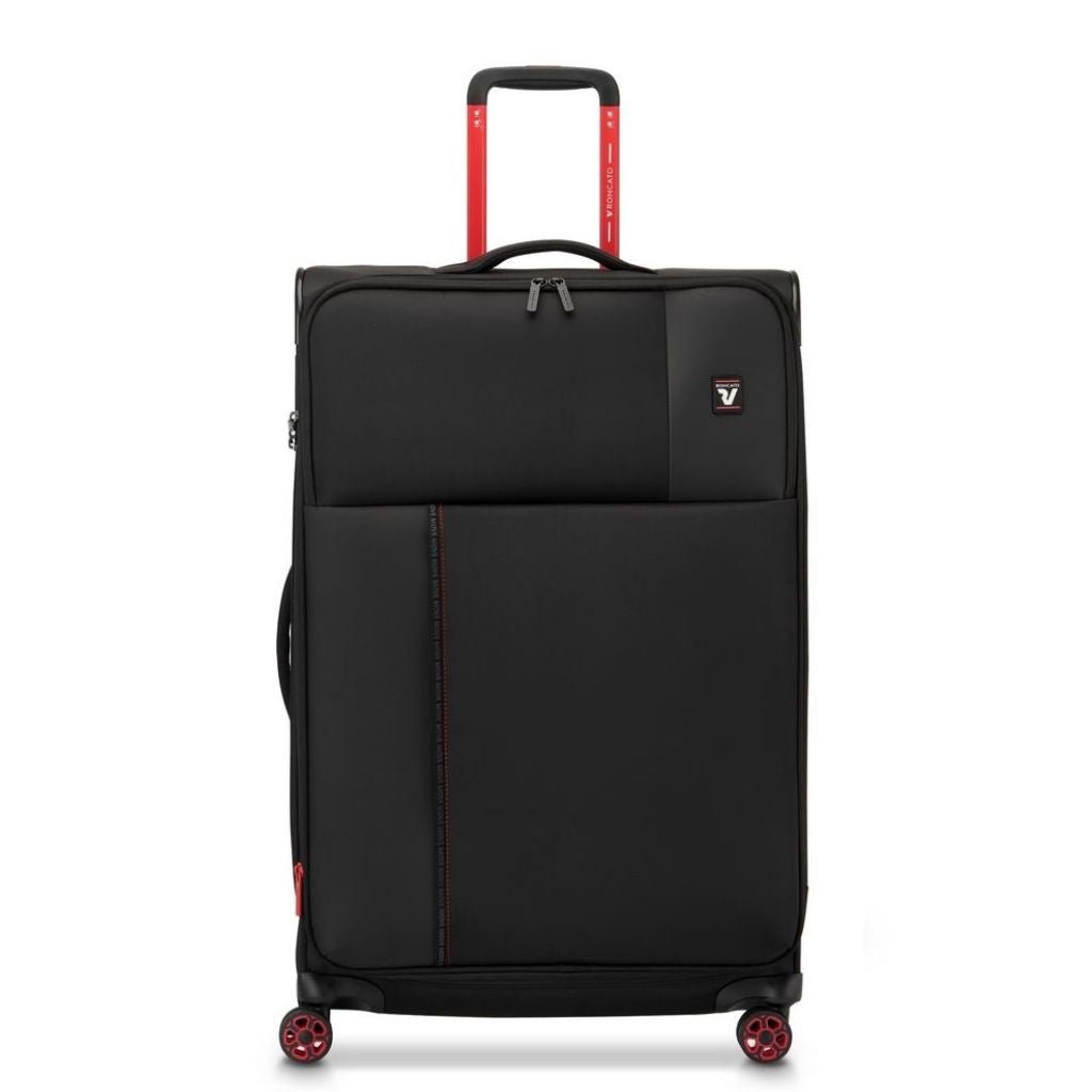 Roncato Move 77cm Large 3.8Kg Lightweight Luggage - Smoke Black - Love Luggage