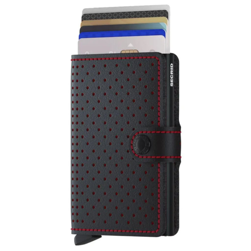 Secrid Miniwallet - Perforated Black - Red - Love Luggage
