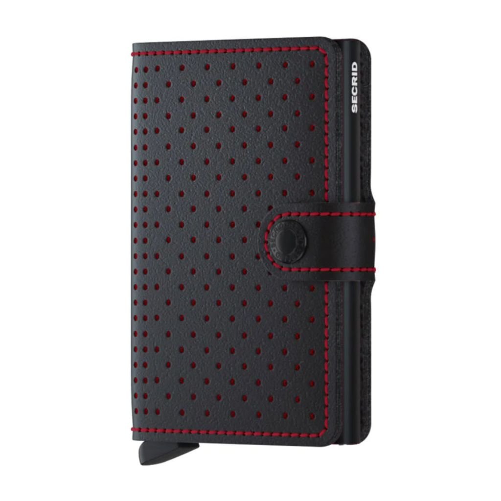 Secrid Miniwallet - Perforated Black - Red - Love Luggage