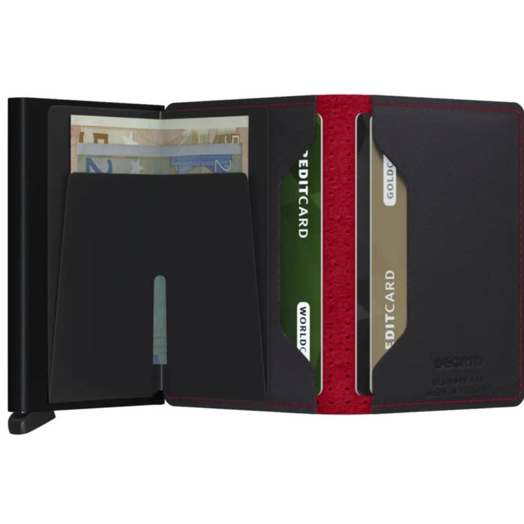 Secrid Slimwallet Perforated Black - Red - Love Luggage