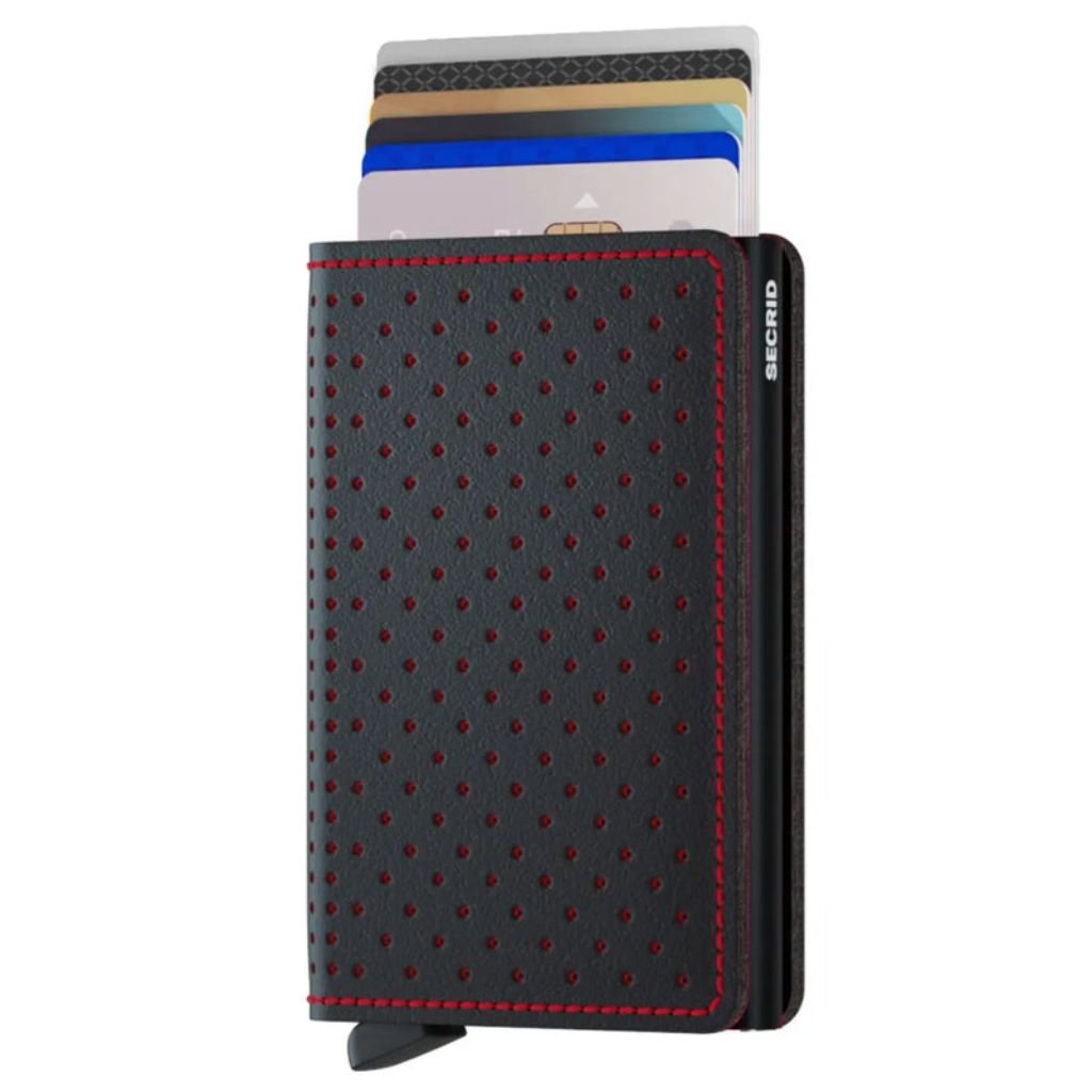 Secrid Slimwallet Perforated Black - Red - Love Luggage