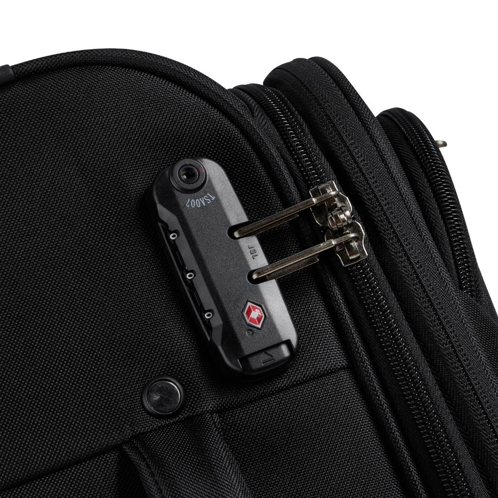 Securitech By Delsey Vanguard 55cm Cabin Exp Softsided Luggage - Black - Love Luggage