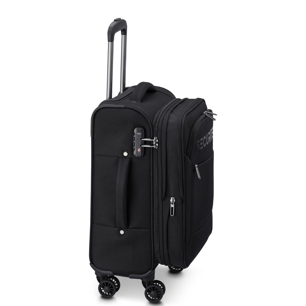 Securitech By Delsey Vanguard 55cm Cabin Exp Softsided Luggage - Black - Love Luggage