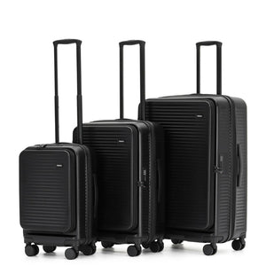 Tosca Zen 3 Piece Hardsided Top Opening Luggage Set - Black - Love Luggage