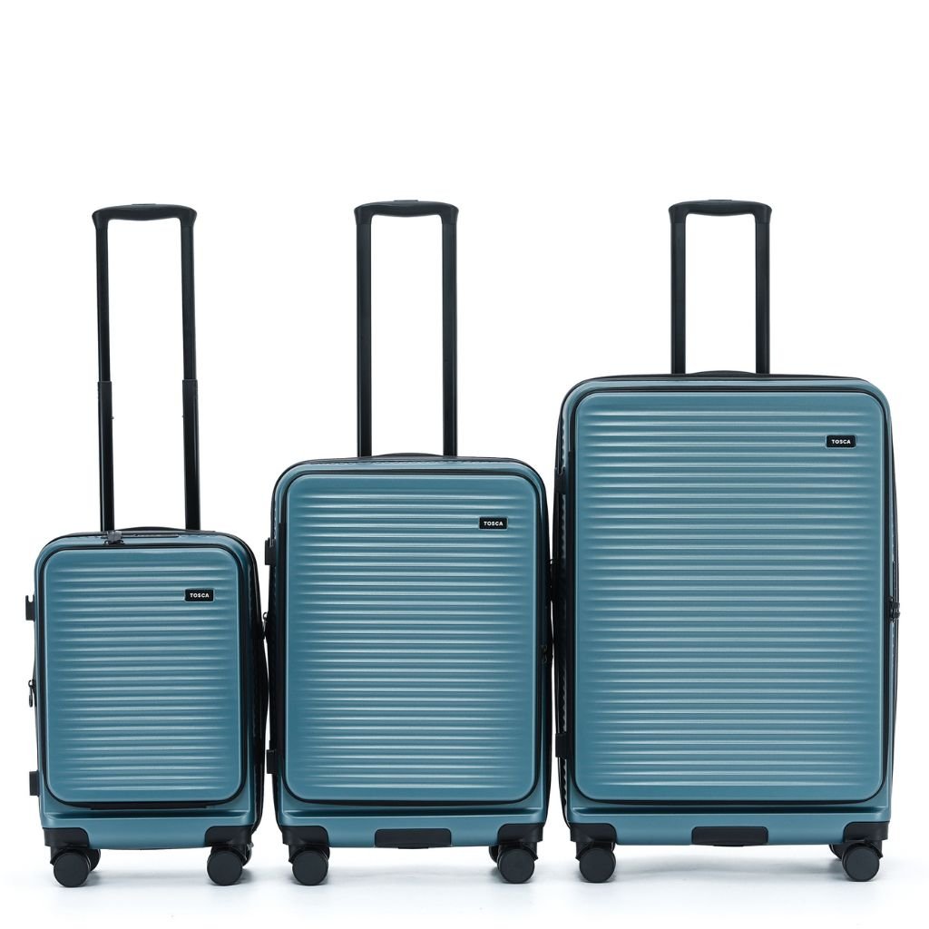 Tosca Zen 3 Piece Hardsided Top Opening Luggage Set - Slate - Love Luggage