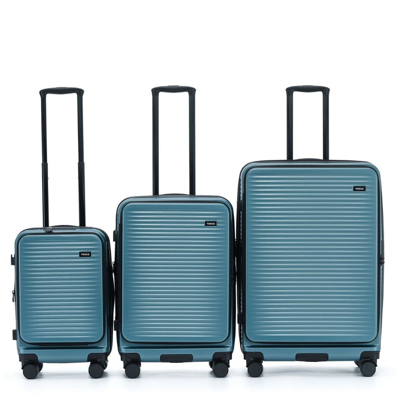 Tosca Zen 3 Piece Hardsided Top Opening Luggage Set - Slate - Love Luggage