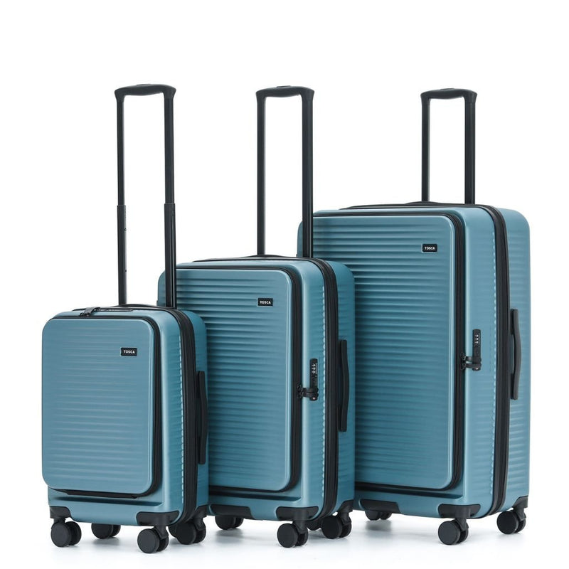 Tosca Zen 3 Piece Hardsided Top Opening Luggage Set - Slate - Love Luggage