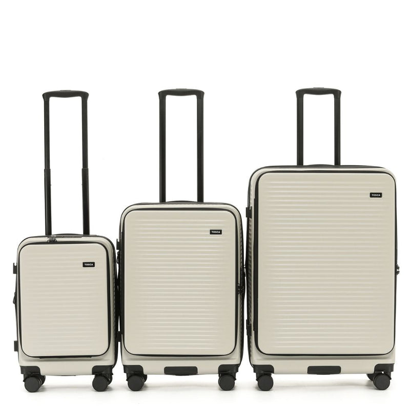 Tosca Zen 3 Piece Hardsided Top Opening Luggage Set - Stone - Love Luggage