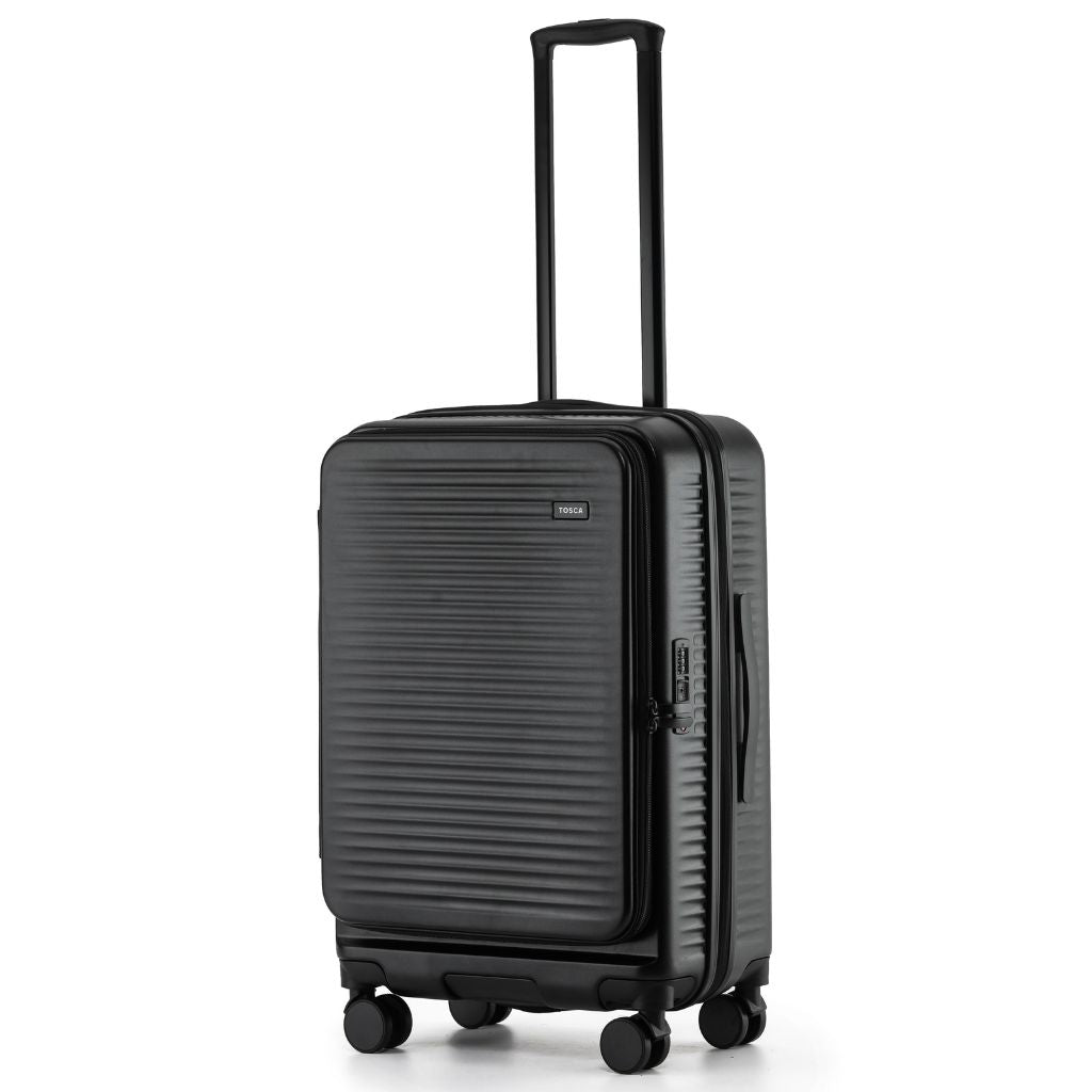Tosca Zen Hardsided 65cm Top Opening Medium Luggage - Black - Love Luggage