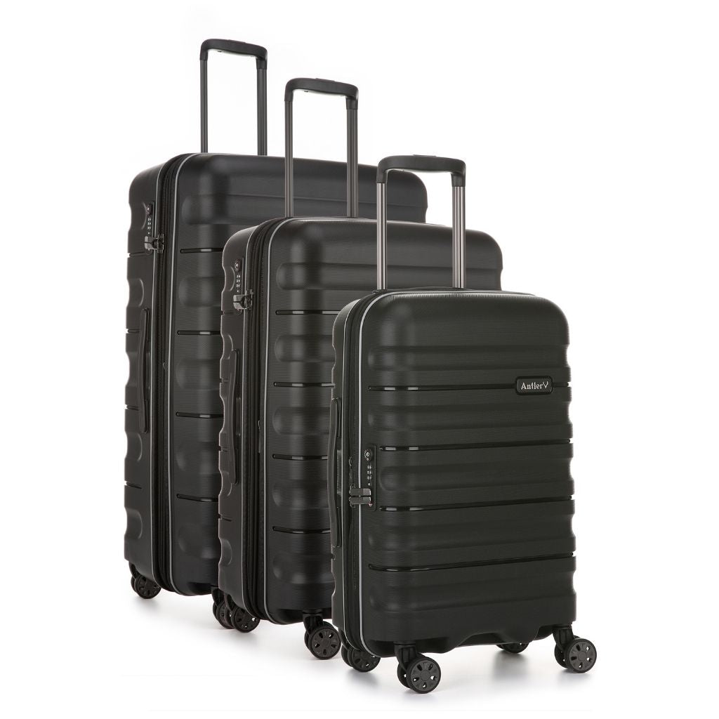 Antler Lincoln Hardsided Luggage 3 Piece Set - Black - Love Luggage