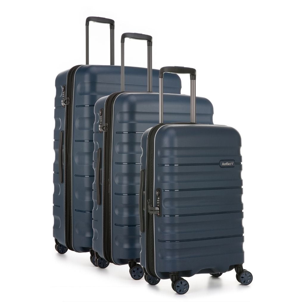 Antler Lincoln Hardsided Luggage 3 Piece Set - Navy - Love Luggage
