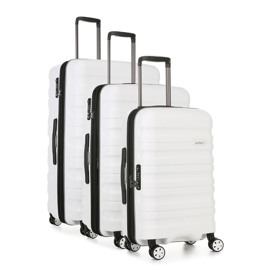 Antler Lincoln Hardsided Luggage 3 Piece Set - White - Love Luggage